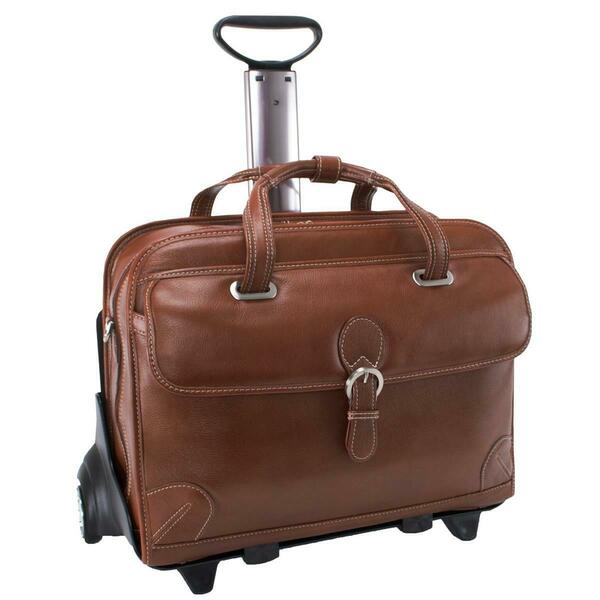 Siamod McKlein Carugetto Cognac Leather Detachable Wheeled Laptop Case 45294